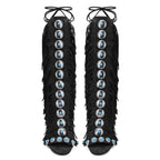 European And American Flowing Comb Beauty High Heel Sandal Boots Strap Plus Size Black - D&A