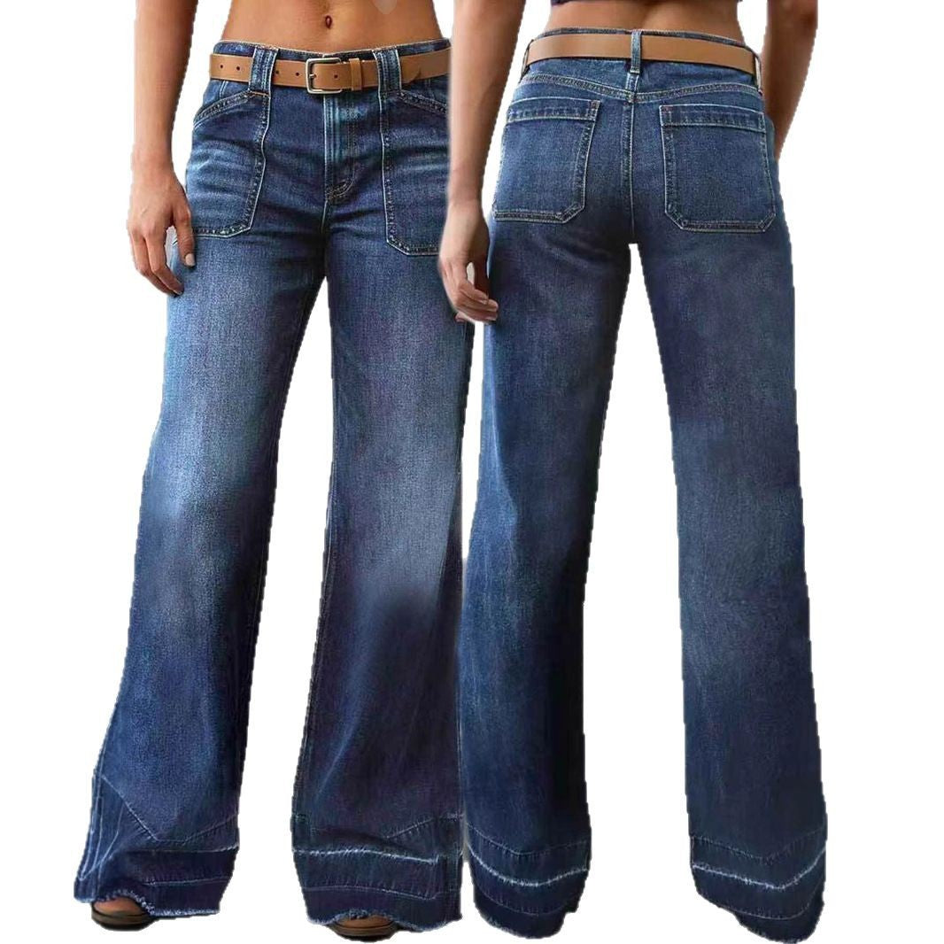 Retro High Waist Straight Loose Slimming And All-matching Jeans - D&A
