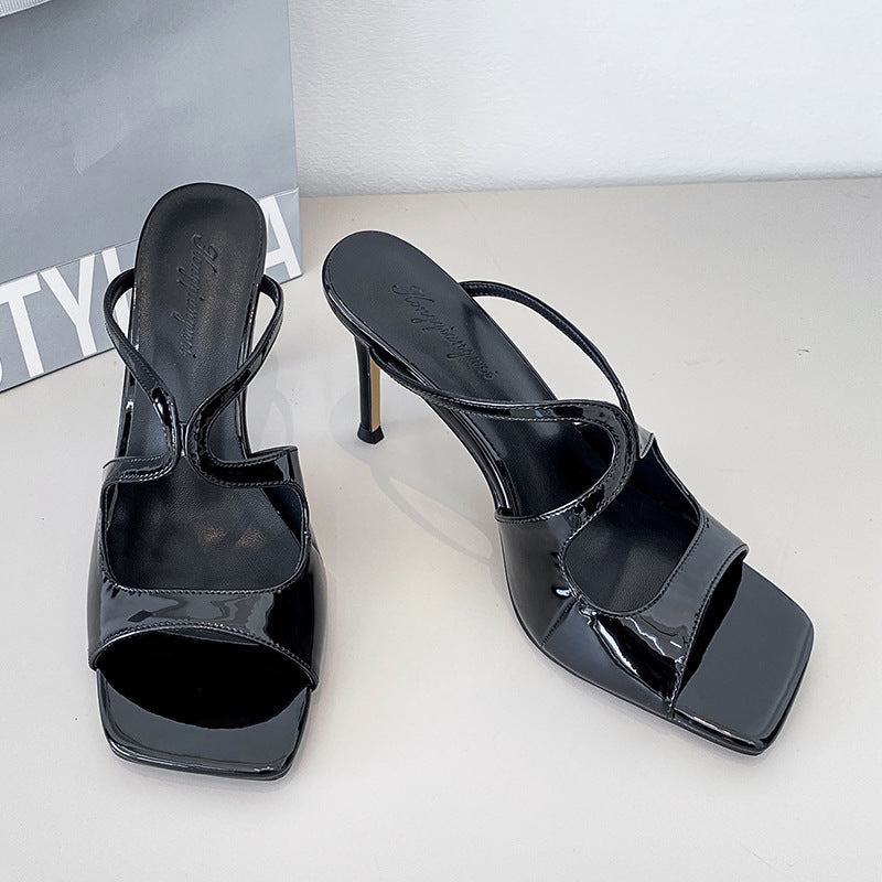 Nude High Heels Summer New French Sexy Not Tired Feet BlackHalf Slipper Models 6.5cm - D&A