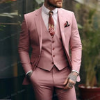 Plus-sized Plus Size Slim Fit Suit Three-piece Suit Pink - D&A
