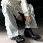 Black Retro Unisex Small Leather Shoes With Height Increase - D&A