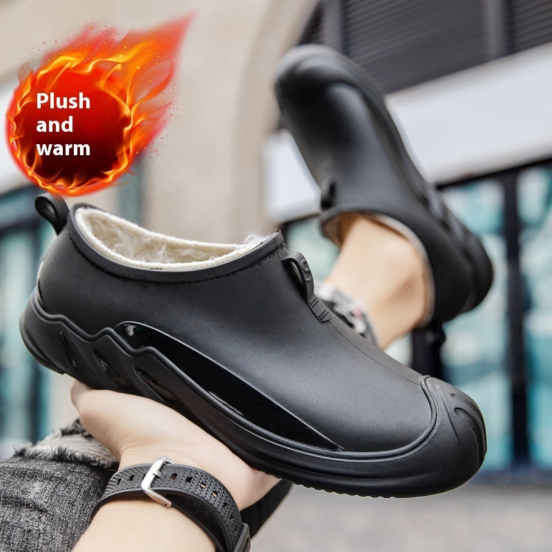 Fashion Personality New Rain Boots Short Men's 998 Fixed Cotton Black - D&A