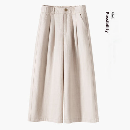 Thin Casual Straight-leg Cotton And Linen Wide-leg Pants Beige - D&A