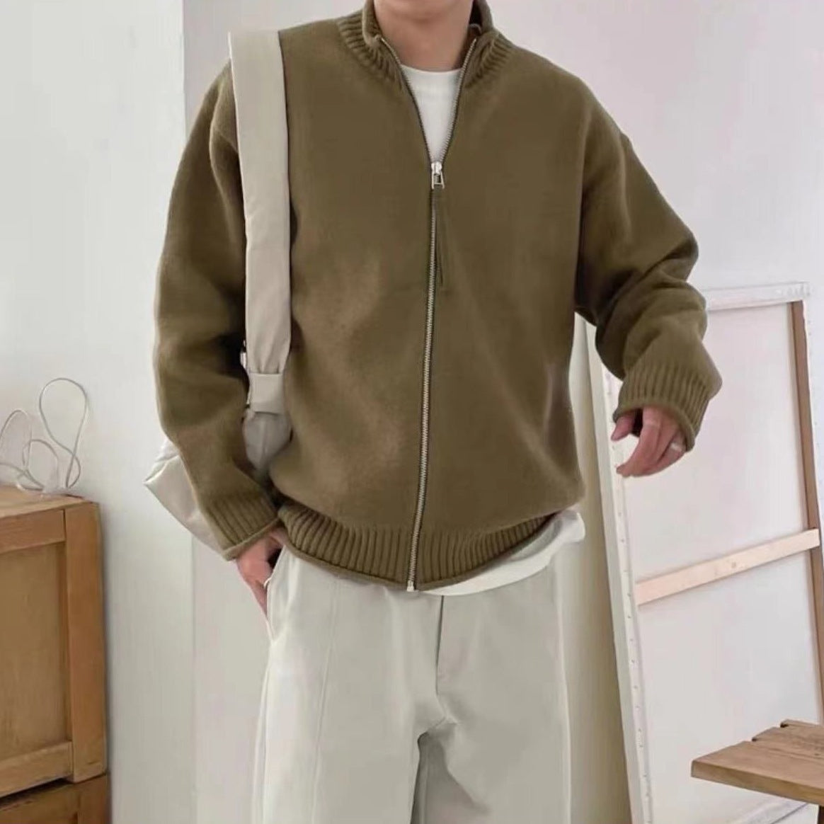 Men's Spring And Autumn Stand Collar Knitted Cardigan Jacket - D&A