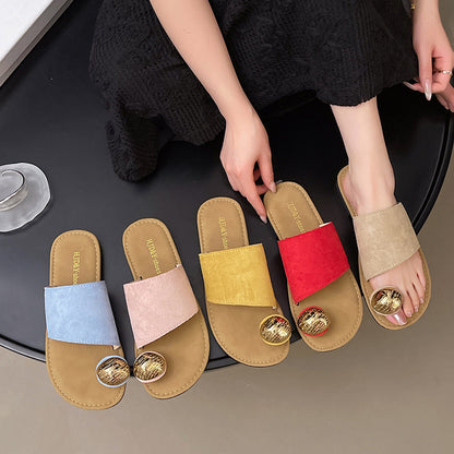 Women's Versatile Flat Bottomed French Toe Flip Flops - D&A