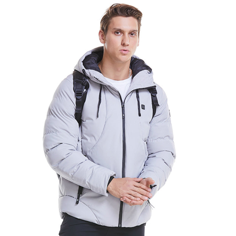 New Men Women Cotton Coat USB Smart Electric Heated Jackets Winter Thicken Down Hooded Outdoor Hiking Ski Clothing 7XL - D&A