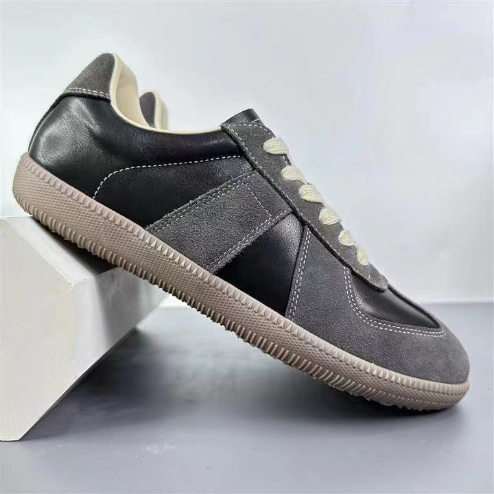 Genuine Leather Versatile Sports Casual Breathable White Shoes Black - D&A