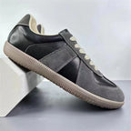 Genuine Leather Versatile Sports Casual Breathable White Shoes Black - D&A