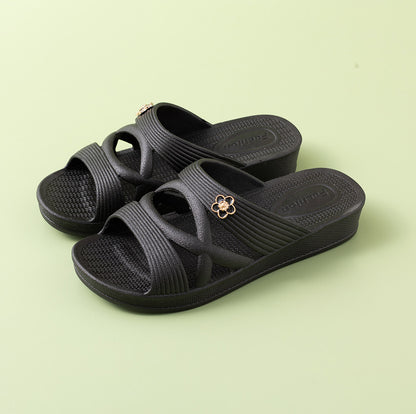 Casual Non Slip Thick Soled Slippers With A Comfortable Outdoor Atmosphere Style 328 Black - D&A