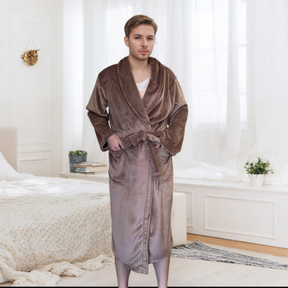 Couple Bathrobe Long Pajamas Homewear Camel L - D&A