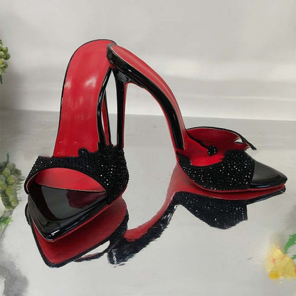 Rhinestone Ankle-strap Open Toe Sandals And Slippers Fashionable All-matching - D&A