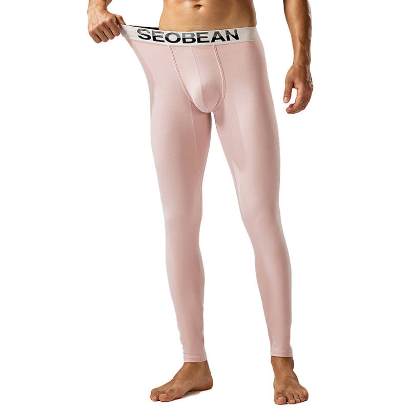 Seobean New Classic Long Johns Men's Fashion Simple Warm Within Long Pajama Pants - D&A