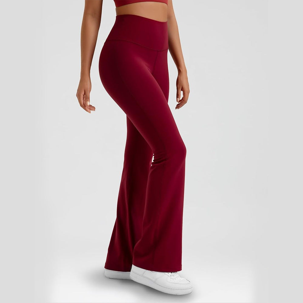 Skin-friendly Yoga Home Flared Pants Leisure Sports Dark Red - D&A