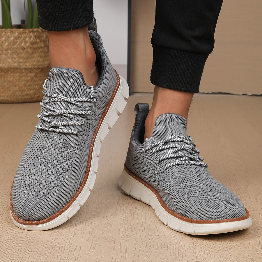 Men's Fashionable Flying Woven Surface Breathable Sneaker - D&A