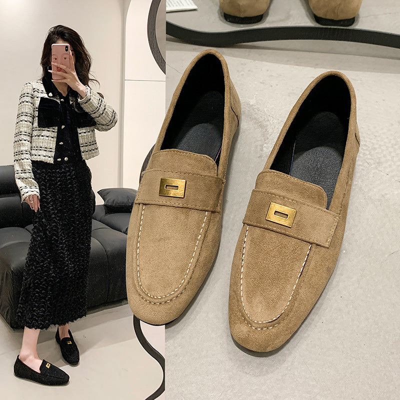 Fashion Women British Loafers Square Toe Gommino - D&A