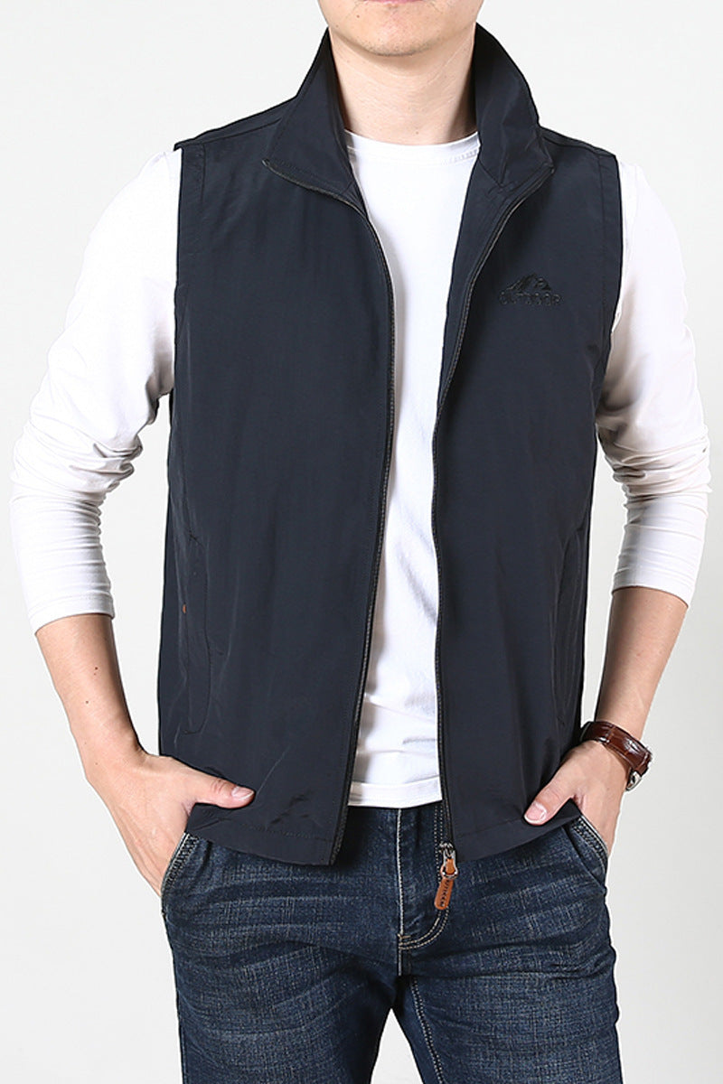 Niandun Spring Vest Men's Thin Waistcoat Vest Black - D&A