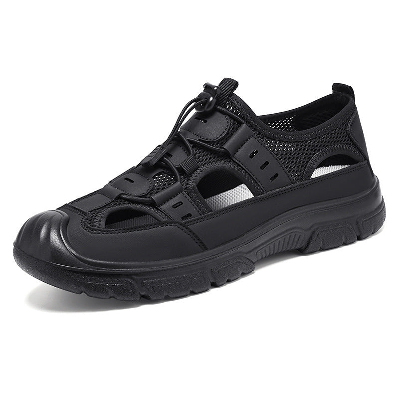 Summer Beach Hole Wading Rotating Button Sandals Men's Casual Shoes Black - D&A