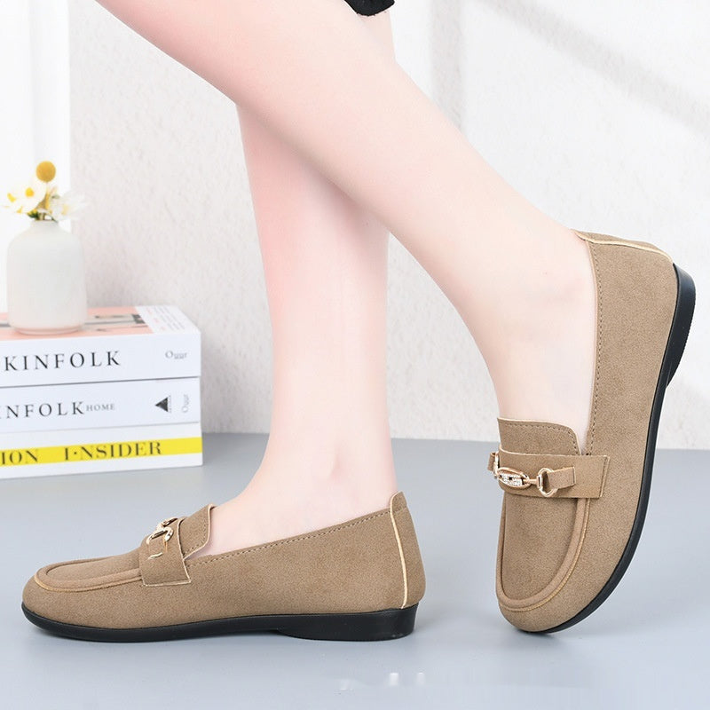 Gommino Women's Solid Color Casual Shoes Soft Bottom - D&A