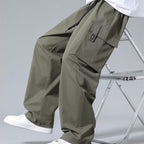 Large Loose Pockets Drawstring Boys Straight Cargo Pants - D&A