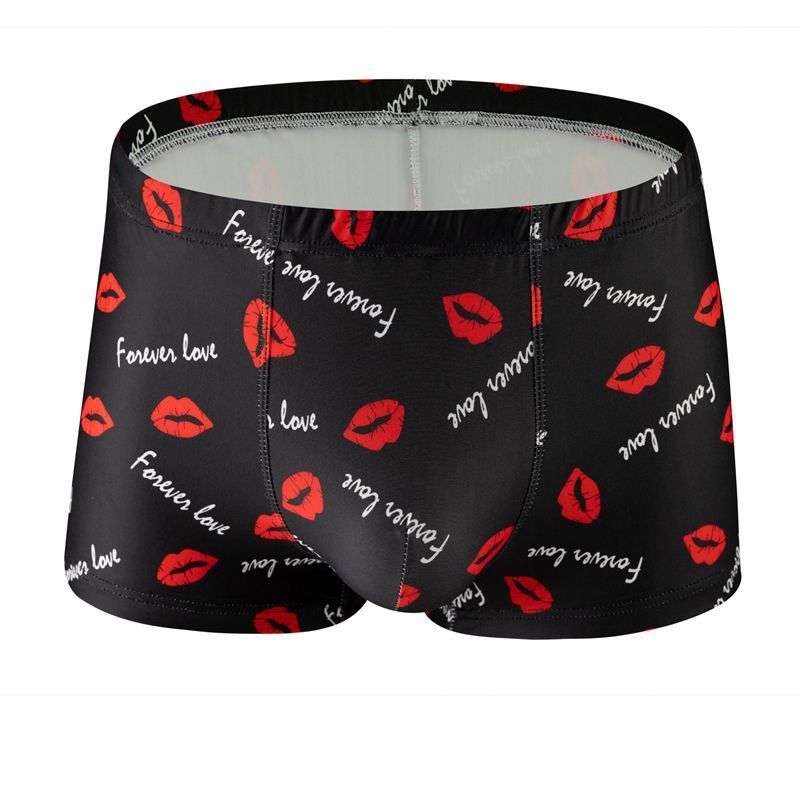 Printed Milk Silk Comfortable Breathable Multi-color Rose Boxers Lip 045 - D&A