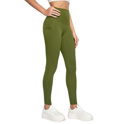 7A Antibacterial Cool Feeling Yoga Pants Outer Wear Pocket High Waist Hip Lift Sports Tights - D&A