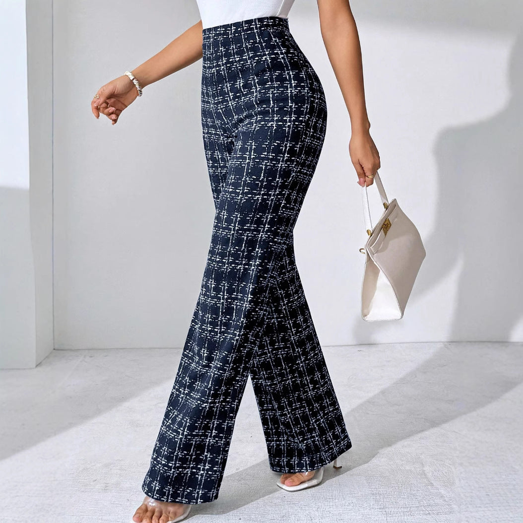 Women's Fashion Casual Plaid Printed Trousers - D&A