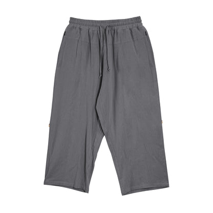 Cotton And Linen Casual Eighth Pants Dark Gray - D&A
