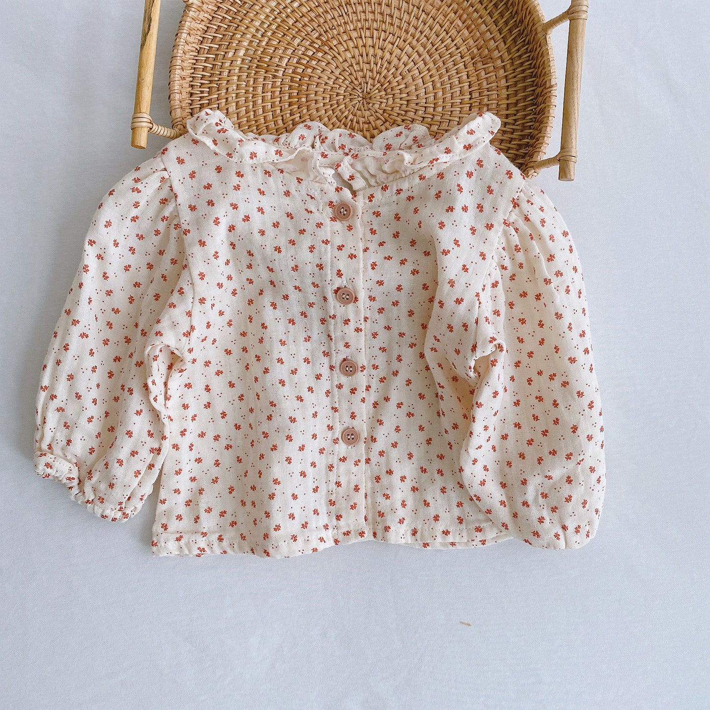 Baby Romper 0-2 Years Old Baby Clothes Baby Girl Foreign Style Pleated Lotus Leaf Sling Climber Floral shirt - D&A