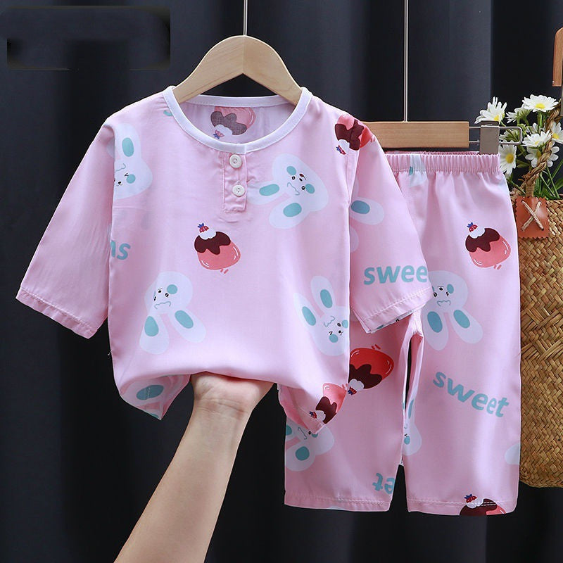 Summer Clothes Cotton Silk Air-conditioning Clothes Baby Clothes White rabbit - D&A
