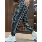 Men's Ankle-tied Harlan Casual Thin Cropped High-grade Sense Ice Silk Pants - D&A