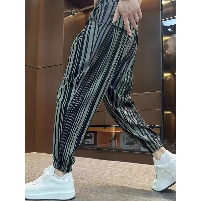 Men's Ankle-tied Harlan Casual Thin Cropped High-grade Sense Ice Silk Pants - D&A
