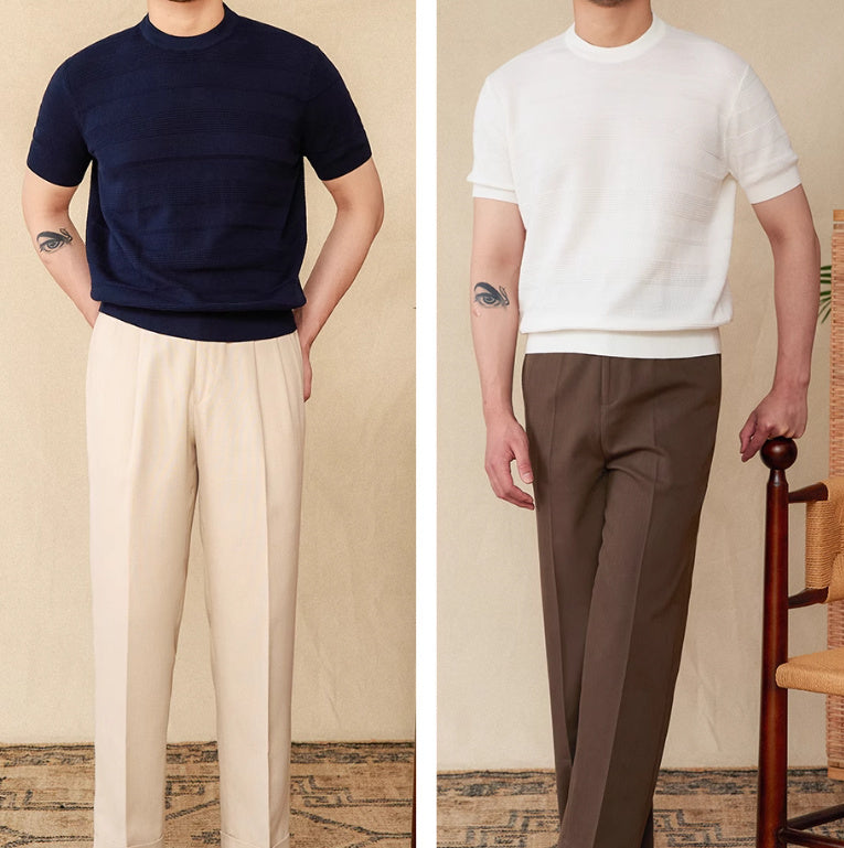 Casual Retro Summer Pure Cotton Thin Round Neck Short Sleeve - D&A