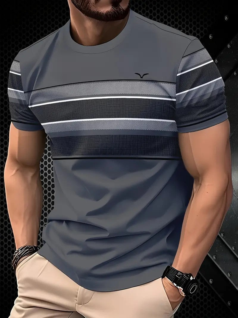 New Fashion Casual High Quality Contrast Color Men's Short Sleeve T-shirt - D&A