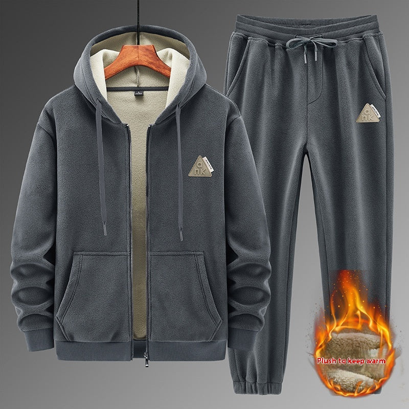 Cashmere Hooded Sweater Cotton Pants Casual Warm Keeping Sports Suit - D&A