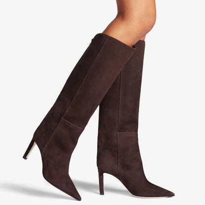 Simple European And American Style Fashion Catwalk Pointed-toe Stiletto Straight Boots - D&A