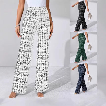 Women's Fashion Casual Plaid Printed Trousers - D&A