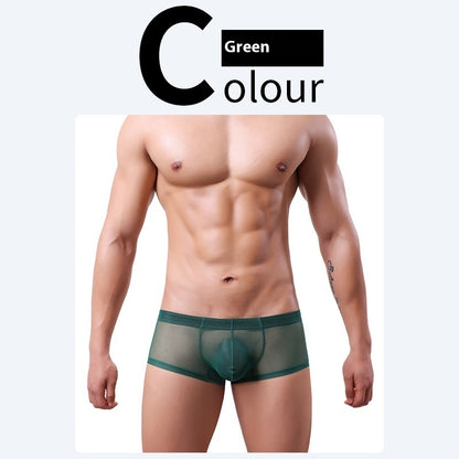 Men's 20D Ice Silk Net Yarn Underwear Thin Green - D&A