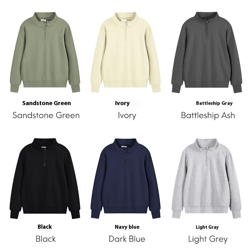 Heavy Pearl Air Layer Semi-access Control Zipped Stand Collar Sports Sweater - D&A