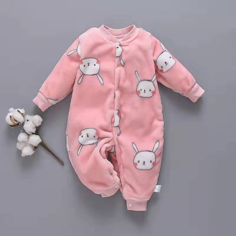 Baby onesies Baby Long Sleeve Romper Pink bunny head - D&A