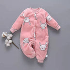 Baby onesies Baby Long Sleeve Romper Pink bunny head - D&A