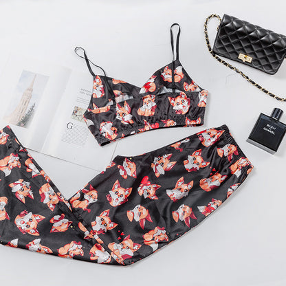 Printed underwear suspender pajamas housewear women - D&A