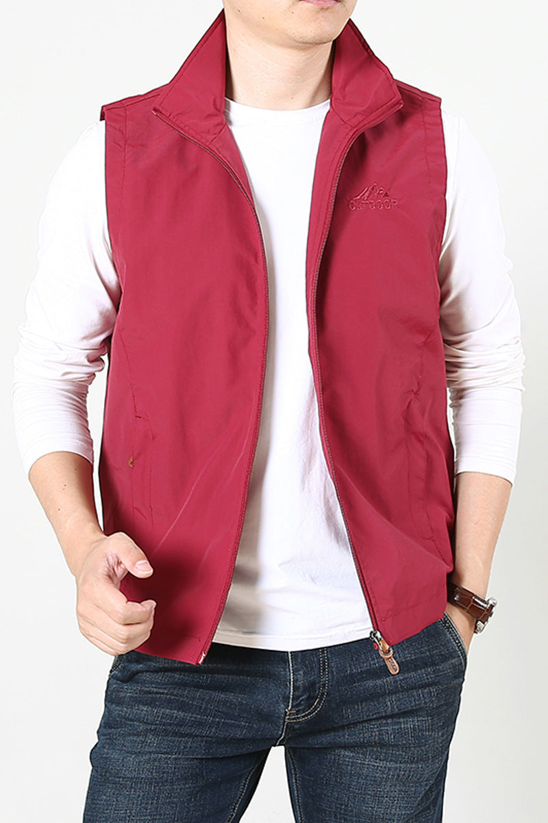Niandun Spring Vest Men's Thin Waistcoat Vest Red - D&A