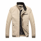 Spring Autumn Men Casual Jacket Coat Men's Fashion Washed Pure Cotton Brand Clothing Jackets Male Coats Beige - D&A