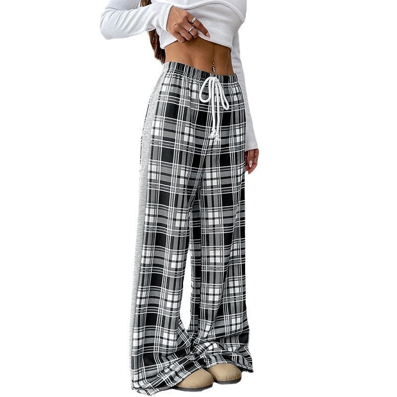 Casual Plaid Stitching Wide-leg Pants For Women - D&A