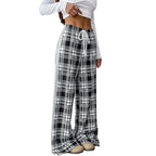 Casual Plaid Stitching Wide-leg Pants For Women - D&A