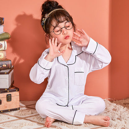 Children's Gold Velvet Solid Color Pajamas Set White - D&A