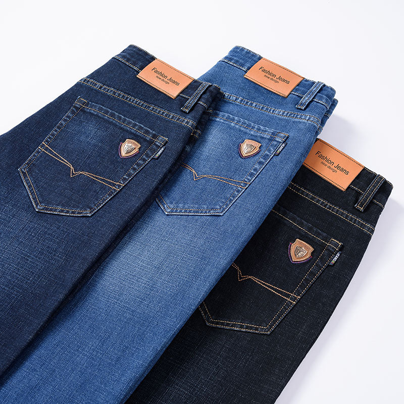 Men's Jeans Straight Loose Elastic Business Trousers - D&A