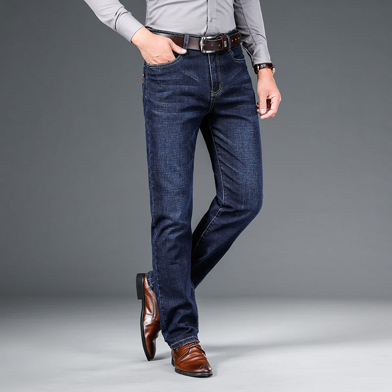 Men's Jeans Straight Loose Elastic Business Trousers - D&A