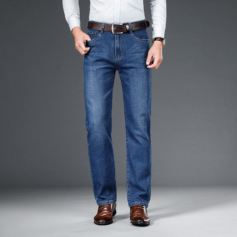 Men's Jeans Straight Loose Elastic Business Trousers - D&A