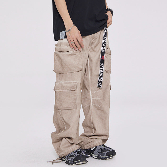 Heavy High-grade Workwear Multi-pocket Dirty Casual Pants Dirty Card - D&A